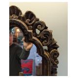 Hand Carved Wood Wall Mirror With Figural Frame