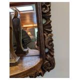 Hand Carved Wood Wall Mirror With Figural Frame