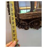 Hand Carved Wood Wall Mirror With Figural Frame