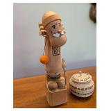 Mixed Lot of 3 Decorative Home Pieces - Vase, Carved Figure & Woven Basket