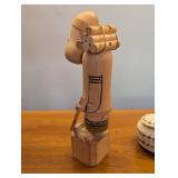 Mixed Lot of 3 Decorative Home Pieces - Vase, Carved Figure & Woven Basket