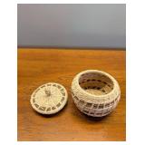 Mixed Lot of 3 Decorative Home Pieces - Vase, Carved Figure & Woven Basket