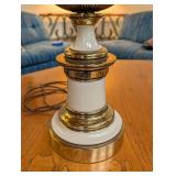 Pair of White and Brass Table Lamps