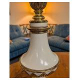 Pair of White and Brass Table Lamps