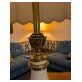 Pair of White and Brass Table Lamps