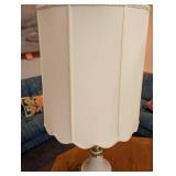 Pair of White and Brass Table Lamps