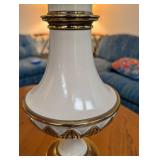 Pair of White and Brass Table Lamps
