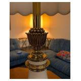 Pair of White and Brass Table Lamps