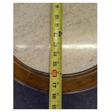 Carved Wood Pedestal Table With Stone Top