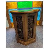 Wood Carved Corner Cabinet With Stone Top