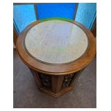 Wood Carved Corner Cabinet With Stone Top