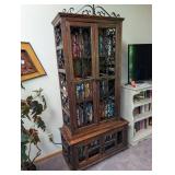 Wood and Wrought Iron Display Cabinet Bookcase