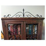 Wood and Wrought Iron Display Cabinet Bookcase