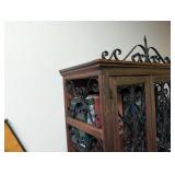 Wood and Wrought Iron Display Cabinet Bookcase
