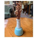 Crackle Glaze Ceramic Vase With Dried Floral Arrangement