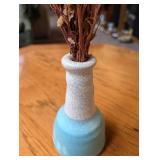 Crackle Glaze Ceramic Vase With Dried Floral Arrangement