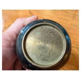 Black Inlaid Metal Vase With Bird & Floral Motif