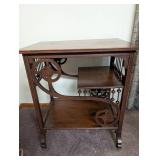 Decorative Dark Wood Two-Tier Side Table