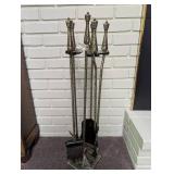 Ornate Brass Fireplace Tool Set 5-piece