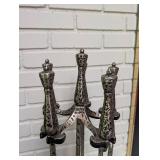 Ornate Brass Fireplace Tool Set 5-piece