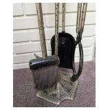 Ornate Brass Fireplace Tool Set 5-piece