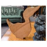 Decorative Owl Figurines and Wooden Bird Sculpture (Lot of 3)