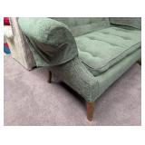 Green Tufted Loveseat With Wood Legs