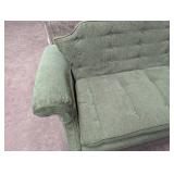 Green Tufted Loveseat With Wood Legs