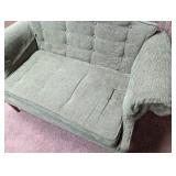 Green Tufted Loveseat With Wood Legs