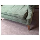 Green Tufted Loveseat With Wood Legs