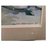 Signed 1997 Watercolor Harbor Scene in Frame