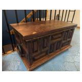 Wood Carved Storage Chest With Ring Pulls