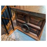 Wood Carved Storage Chest With Ring Pulls