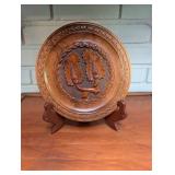 Carved Wood Decorative Plate With Stand