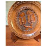 Carved Wood Decorative Plate With Stand