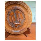 Carved Wood Decorative Plate With Stand