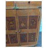 Asian-Style Wood Accent Cabinet With Carved Doors