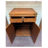 Asian-Style Wood Accent Cabinet With Carved Doors