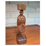 Carved Wooden Figurine Candle Holder