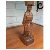 Carved Wooden Figurine Candle Holder