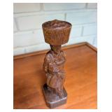 Carved Wooden Figurine Candle Holder