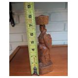 Carved Wooden Figurine Candle Holder