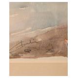 Signed Watercolor Coastal Landscape in Frame