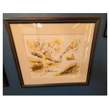 Framed Signed Watercolor Tropical Beach Scene