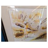 Framed Signed Watercolor Tropical Beach Scene