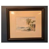 Signed Watercolor Seascape in Frame