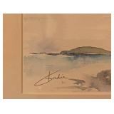 Signed Watercolor Seascape in Frame