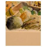 Framed Watercolor Market Scene Still Life Print