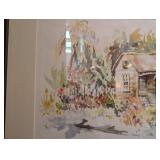 Framed Cottage Watercolor Landscape