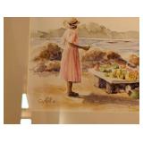 Framed Watercolor Beach Market Print Signed Cybelle